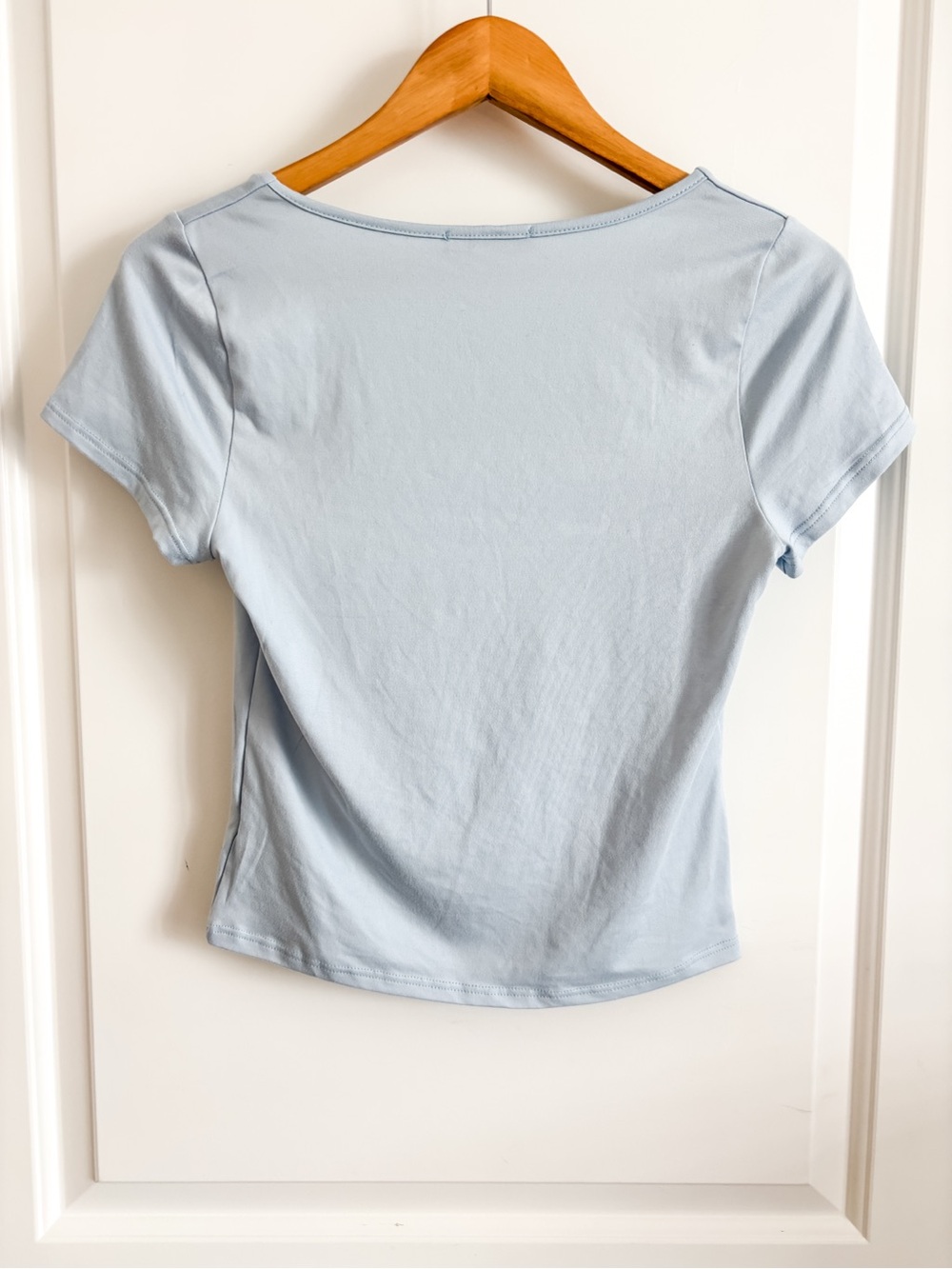 Sincerely Jules Women’s Light Blue Square Neck Stretch Top Size S - Picture 2 of 8